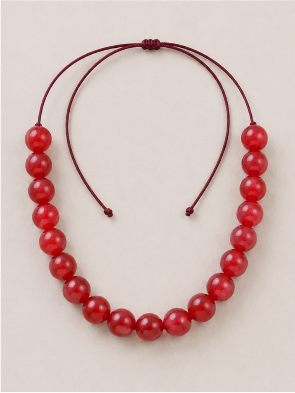 New! Adjustable Red Beaded Necklace